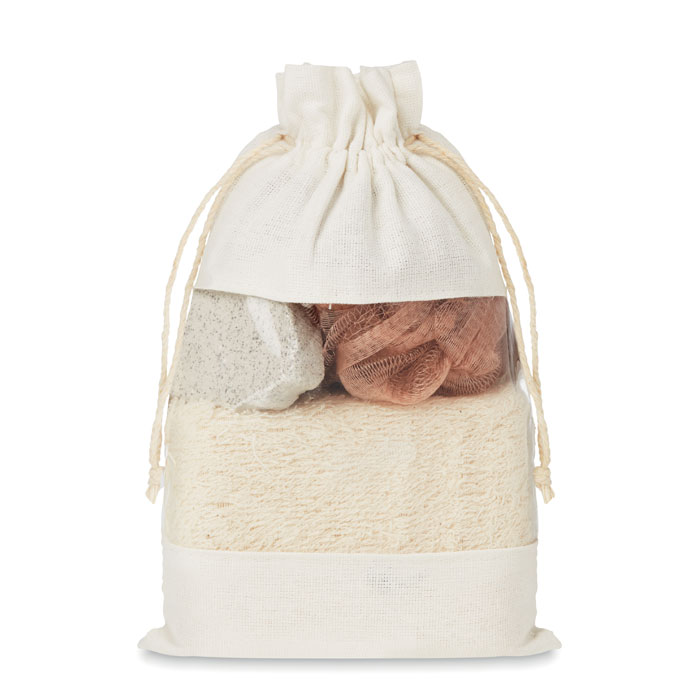 Bath set in cotton pouch