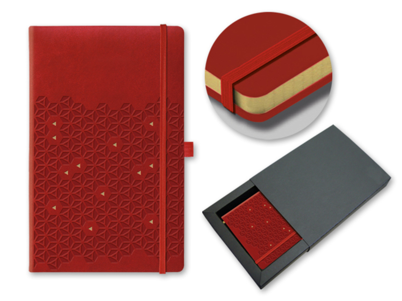 SPIDER WEB notebook with elastic band, 130x210 mm, Burgundy