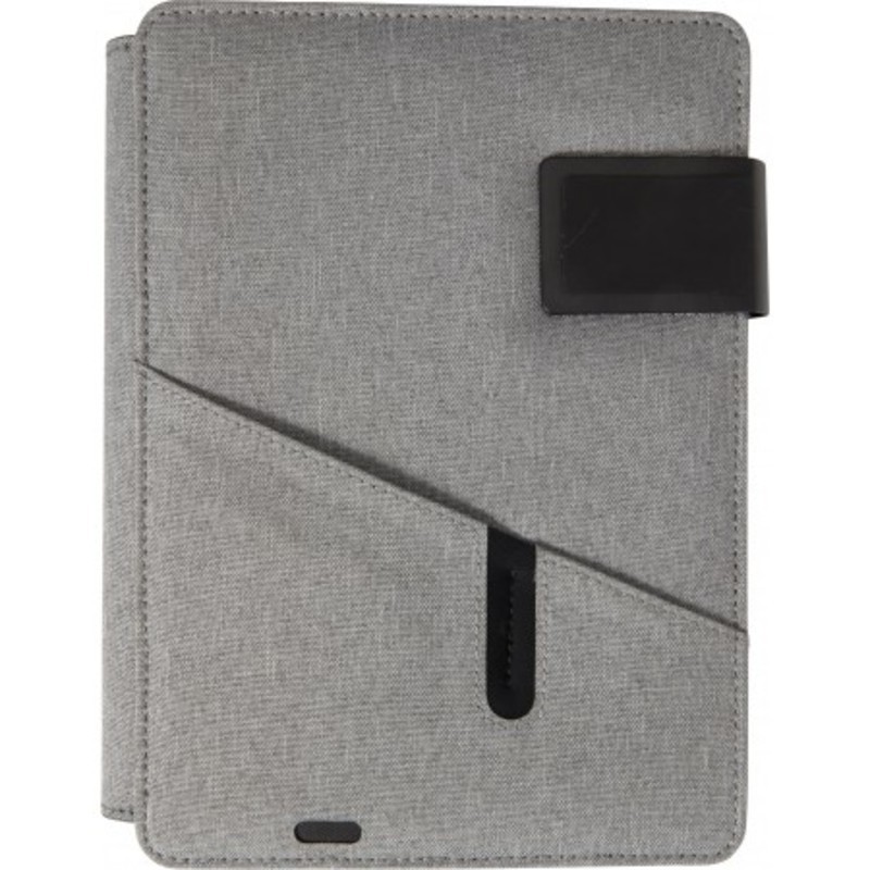 Polyester document folder (A5) with integrated 4000mAh power bank.
