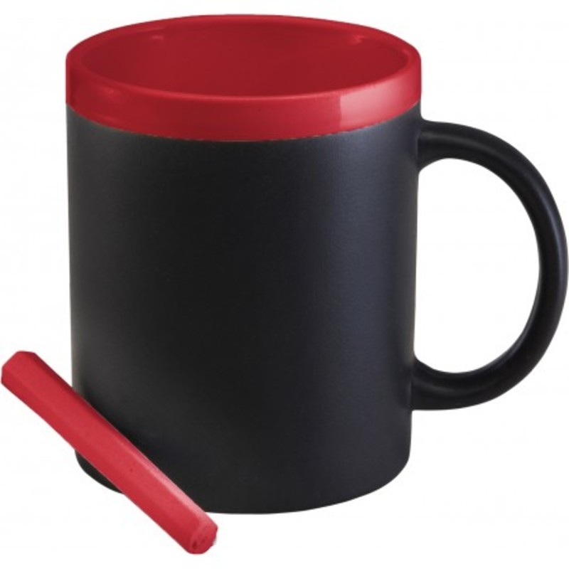 Stoneware mug with chalks