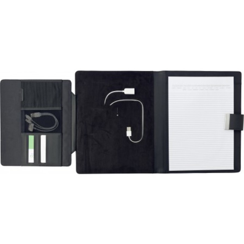 A4 PU Folder with power bank and tablet holder