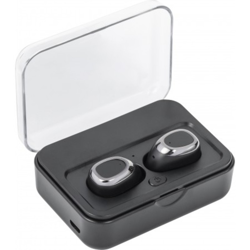 ABS wireless earphones with power bank.