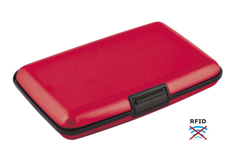 BUSINESS CARD HOLDER ALUMINIUM RED