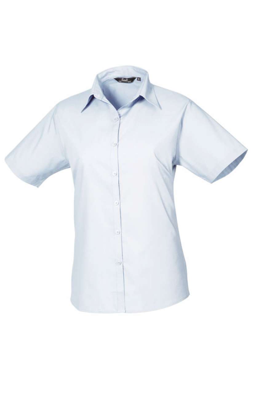 WOMEN'S SHORT SLEEVE POPLIN BLOUSE