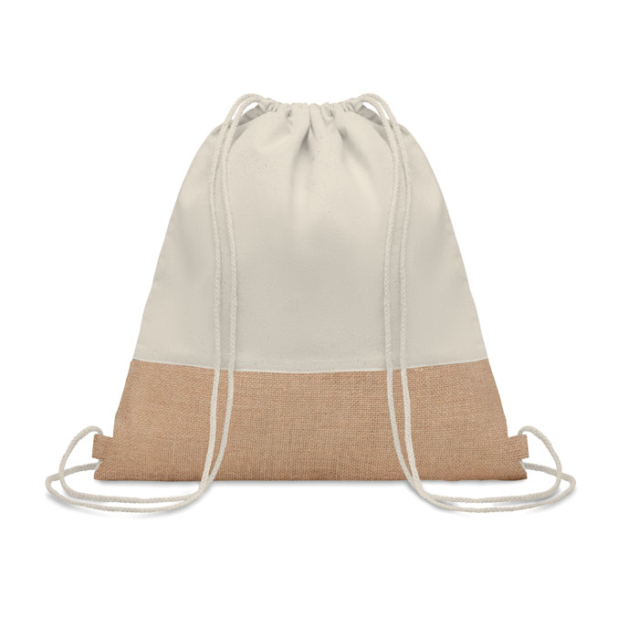 Drawstring bag w/ jute details