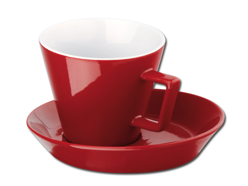 CLAUDE ceramic cup and saucer, 150 ml, Red