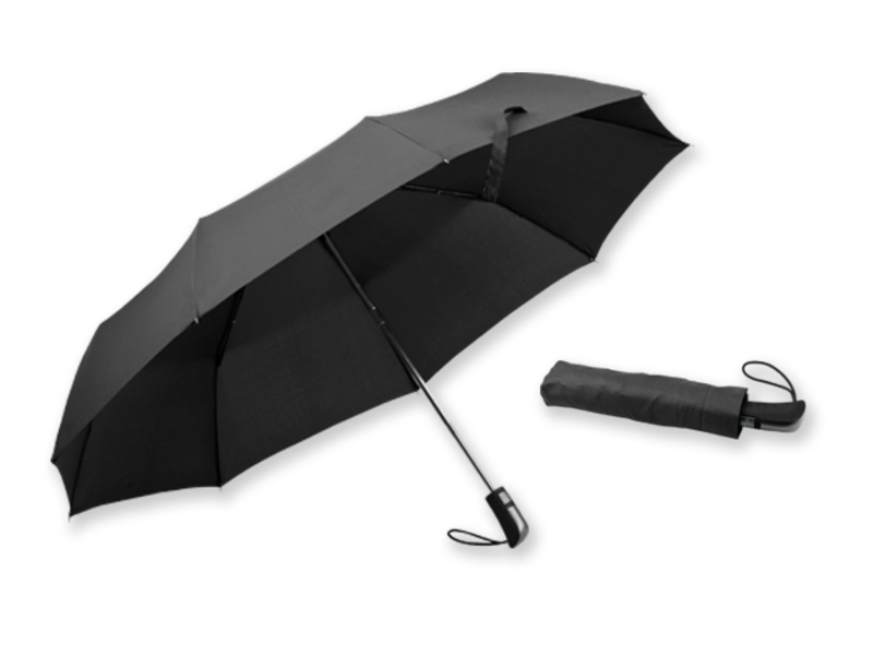 GIANT folding umbrella with open/close system, 9 panels, SANTINI, Black